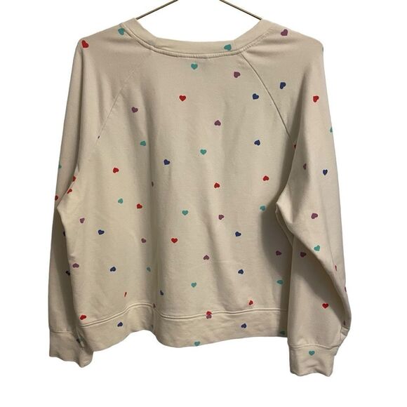 Wildfox Cream Heart Long Sleeve Cropped Sweatshirt Size XL - Picture 6 of 8